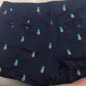 British Khaki navy blue pineapple shorts